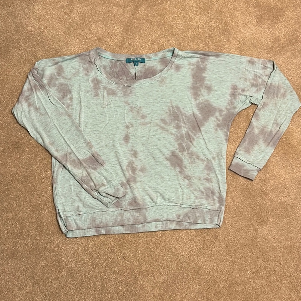super soft Mint/Grey Tie Dye Long Sleeve Top sz small